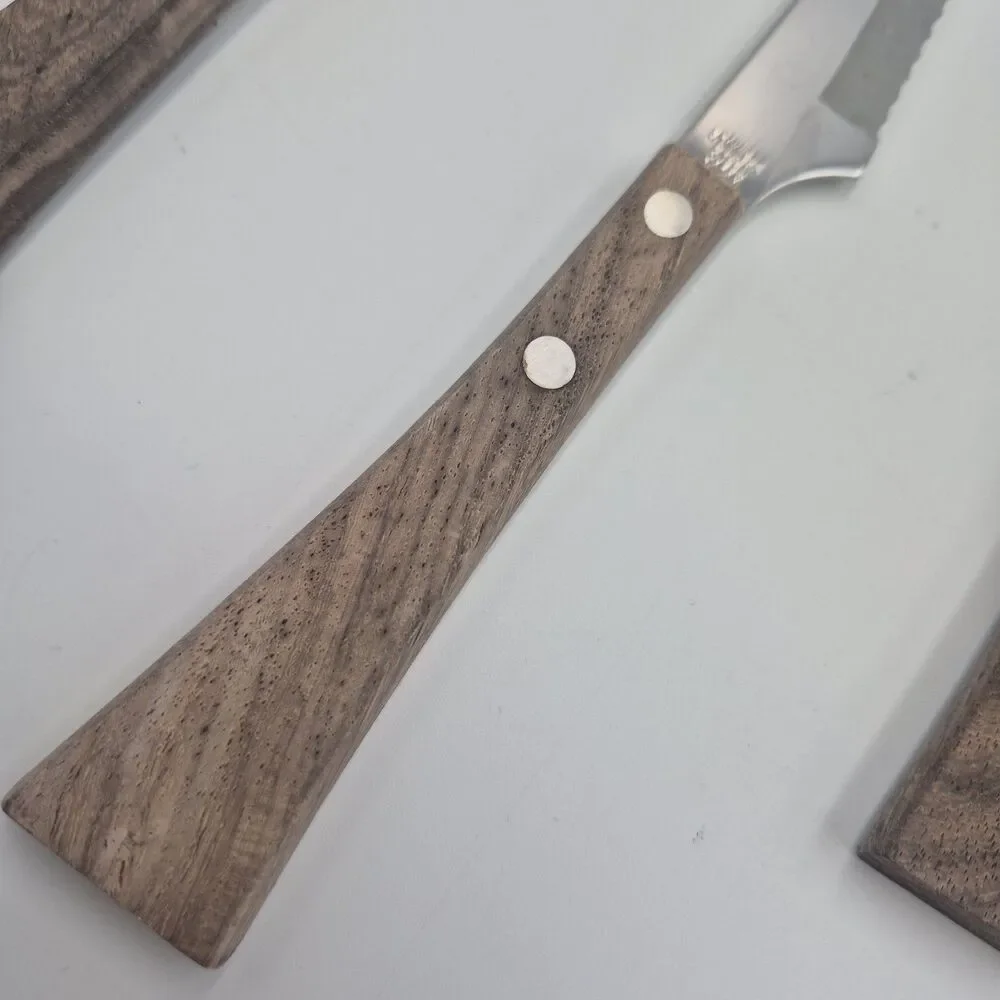 Burnco Retro Art Deco Stainless Steel Steak Knives Mid Century Modern Japan